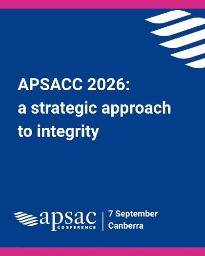 A flyer for the APSAC conference, with the tagline a strategic approach to integrity.